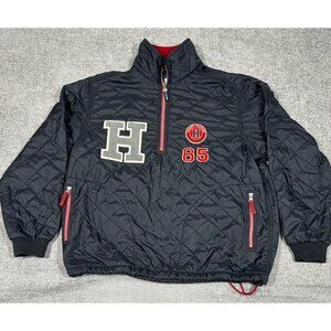 Vintage Tommy Hilfiger Jacket Mens Medium Quilted Varsity Pullover 90s 1/4‎ Zip